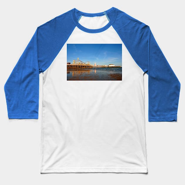 Clacton On Sea Pier And Beach Essex UK Baseball T-Shirt by AndyEvansPhotos